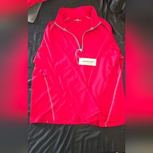 Vansport Womens Red Quarter Zip Performance Pullover, Size L, New With Tags